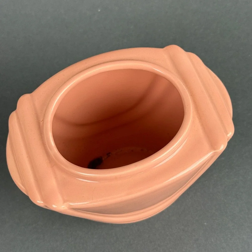 Inarco Ceramic Vase/planter 1985 Art Deco Style Fan Shape Peach Pink Japan